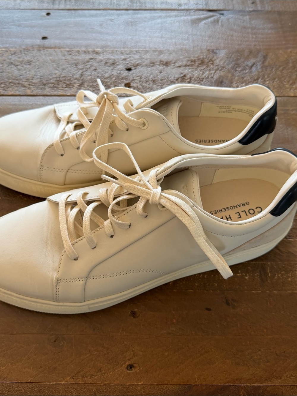 Cole Haan Grand series Men's Cream Leather Lace-Up Sneakers - Picture 6 of 7